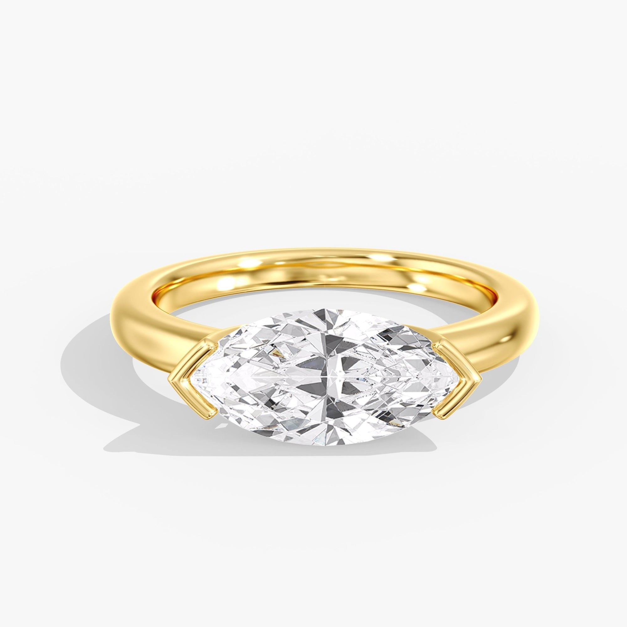Yellow Gold Modern Horizon Marquise Ring Front View