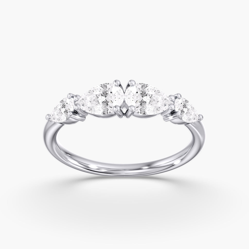 Modern Mirror Pear Diamond Ring