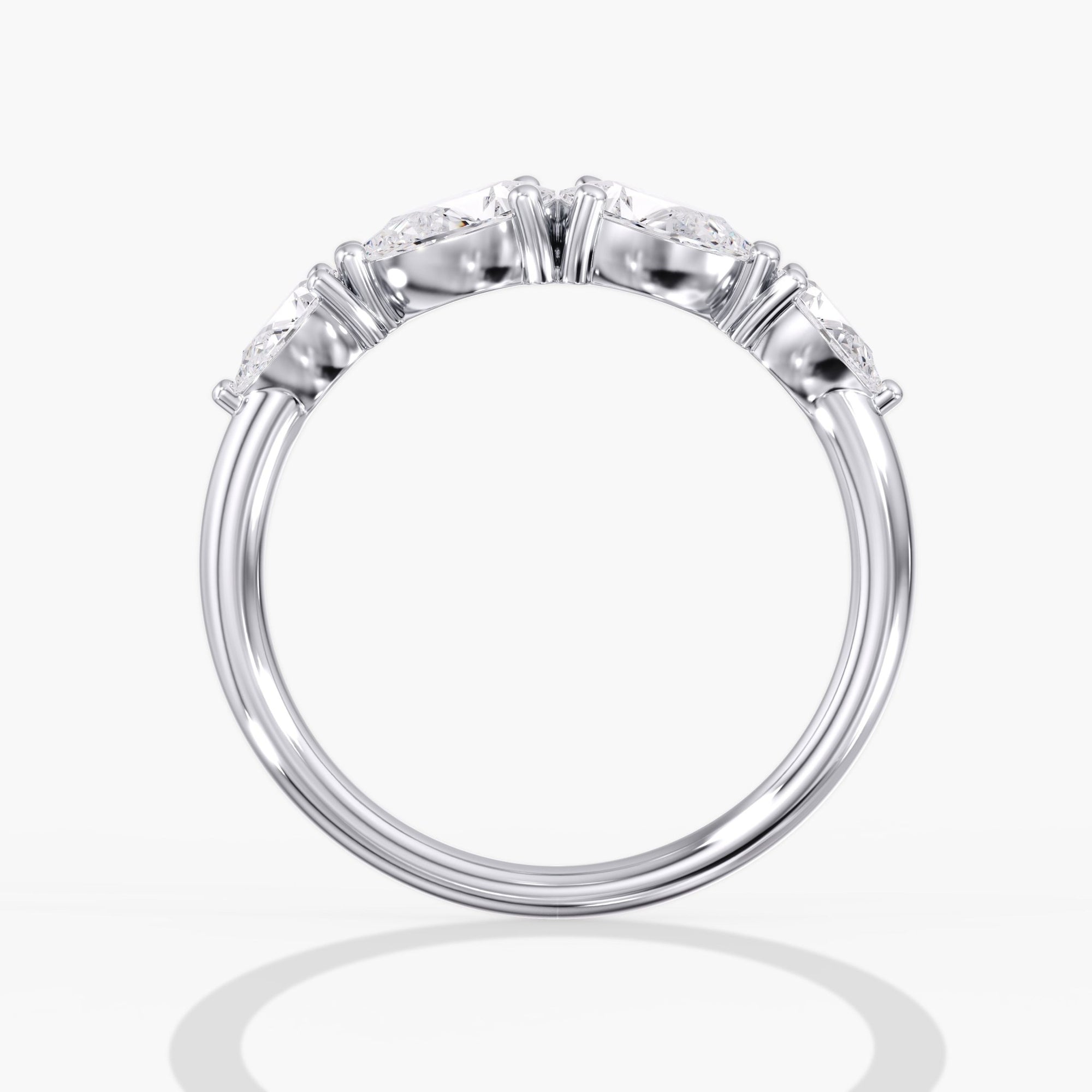 Modern Mirror Pear Diamond Ring Side View