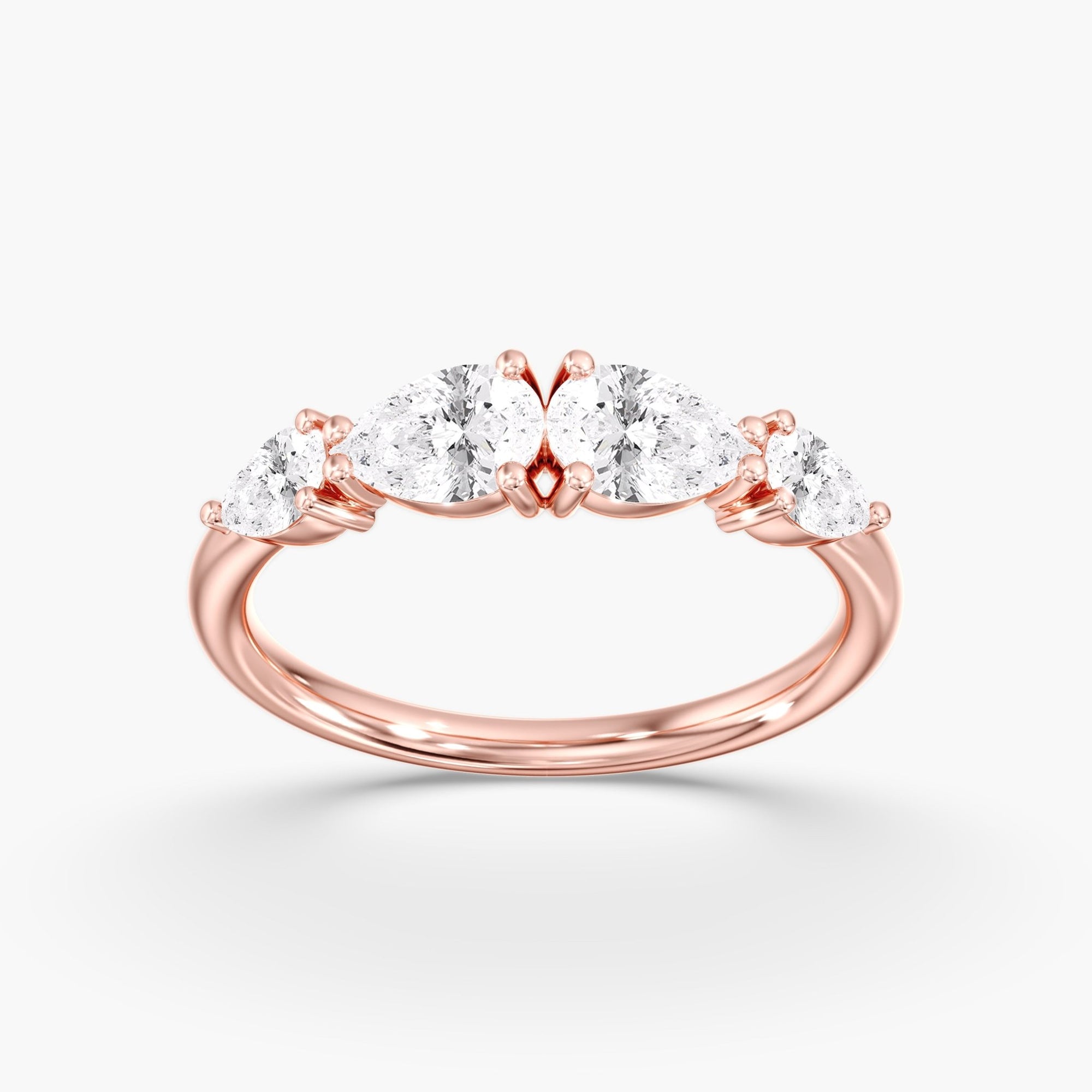 Rose Gold Modern Mirror Pear Diamond Ring