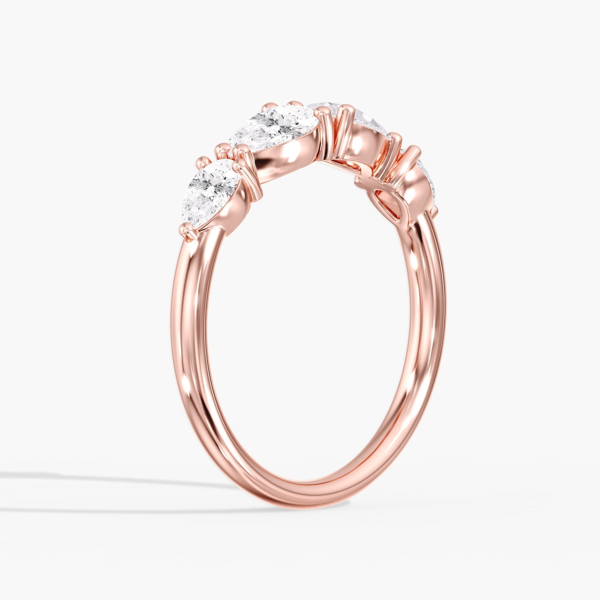 Rose Gold Modern Mirror Pear Diamond Ring Side Angle