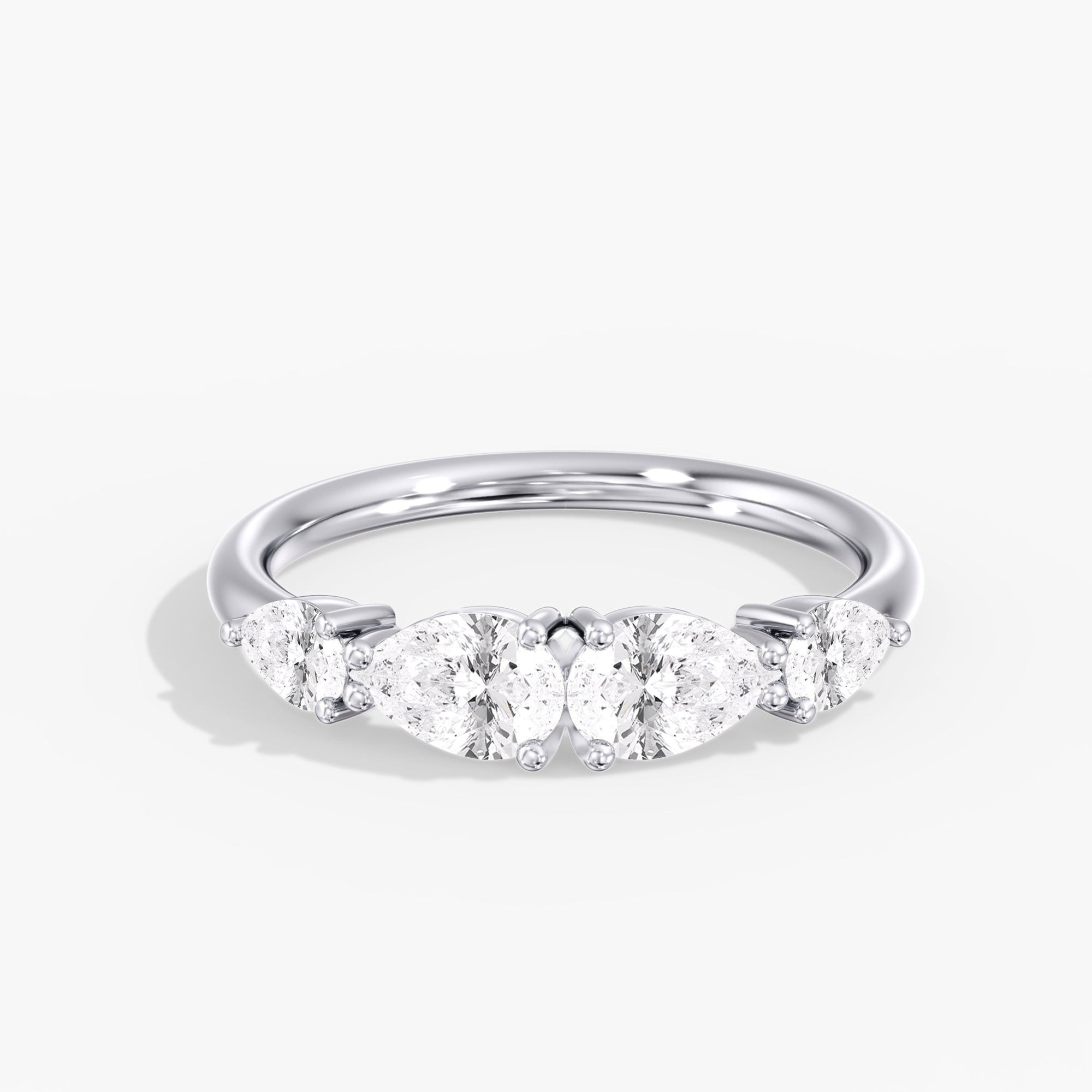 Modern Mirror Pear Diamond Ring Front View