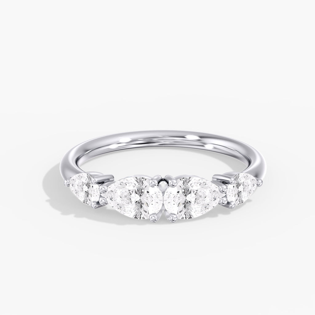 Modern Mirror Pear Diamond Ring Front View