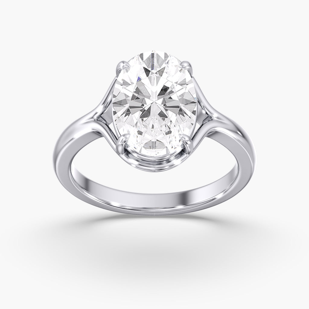 Modern Unique Split Shank Oval Engagement Ring