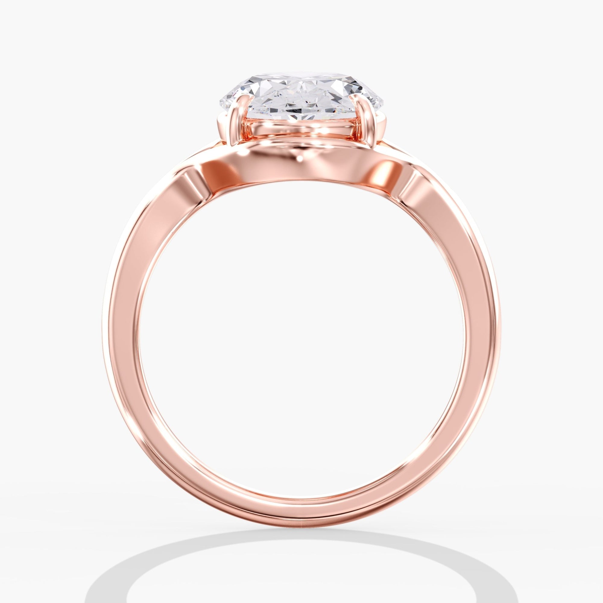 Rose Gold Modern Unique Split Shank Oval Engagement Ring Side View