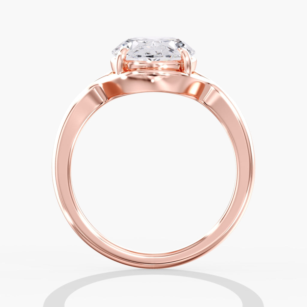 Rose Gold Modern Unique Split Shank Oval Engagement Ring Side View