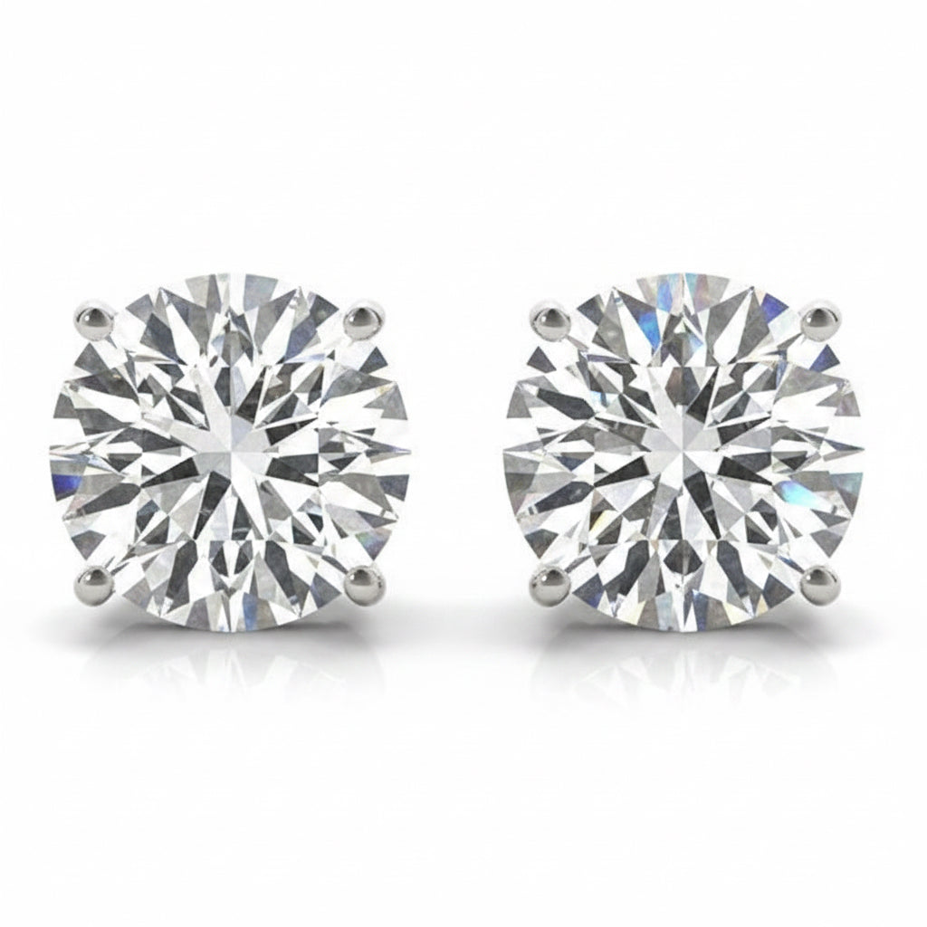 Moissanite Studs 18k white Gold Earrings