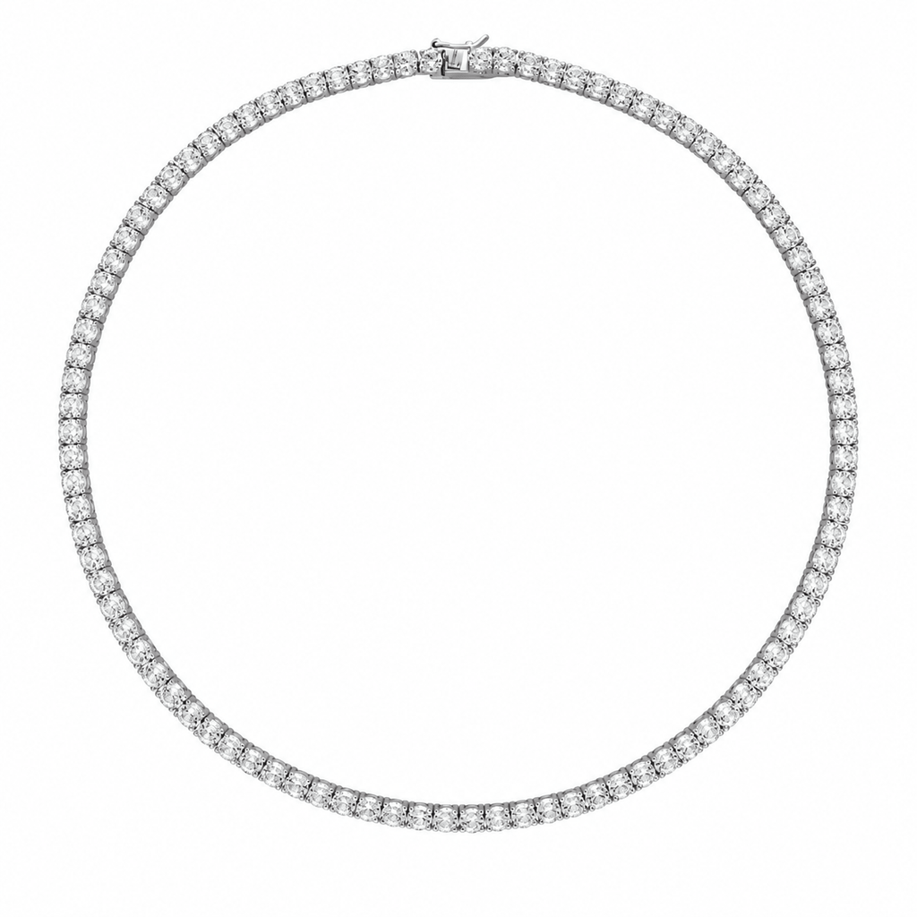 moissanite tennis necklace silver