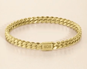 Mom and Dad Engraved Cuban Link Bracelet Set Parents Baby Shower Gift - Balacia