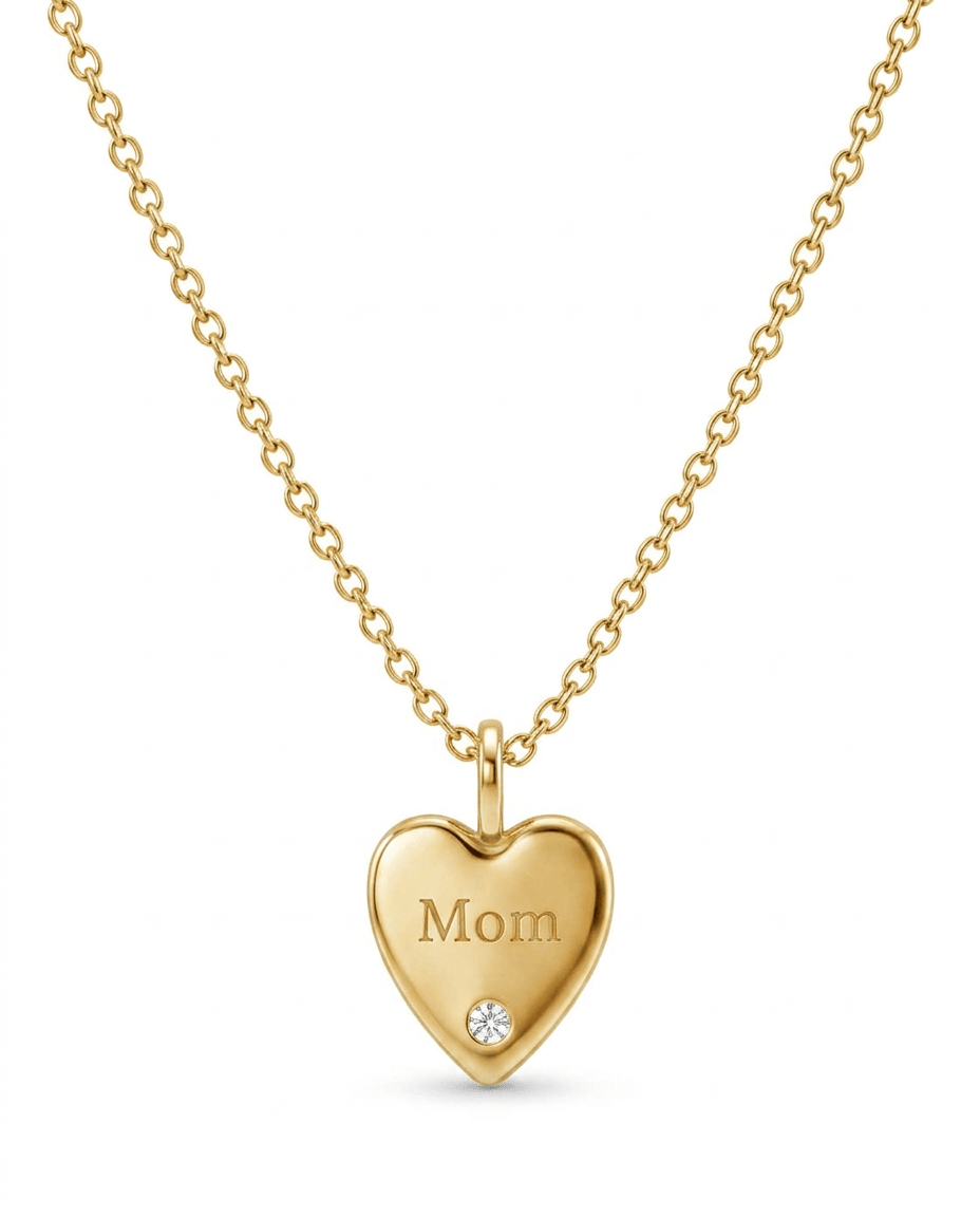 Mom Natural Diamond Necklace Gift Gold