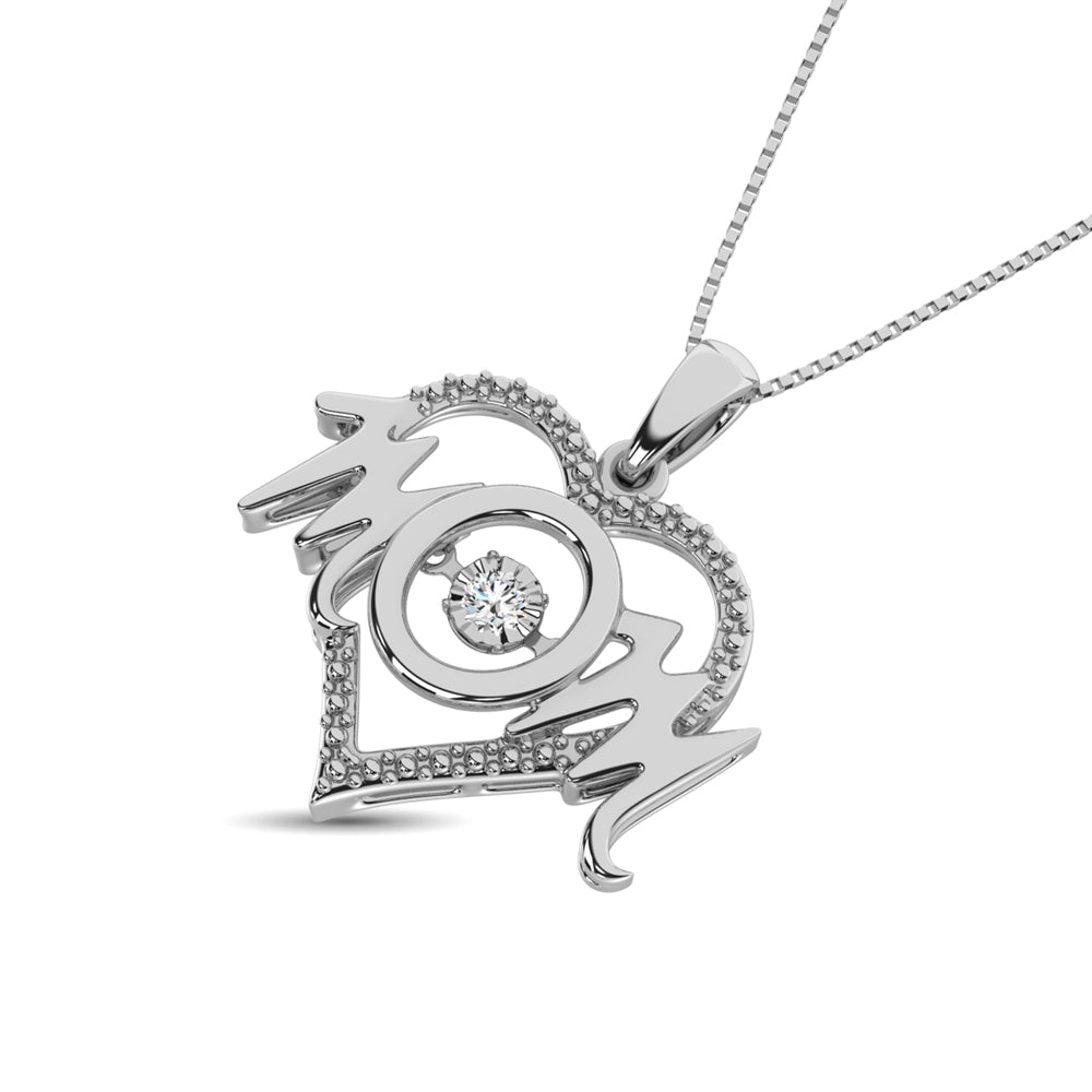 Mom Rotating Diamond Silver Necklace - Balacia