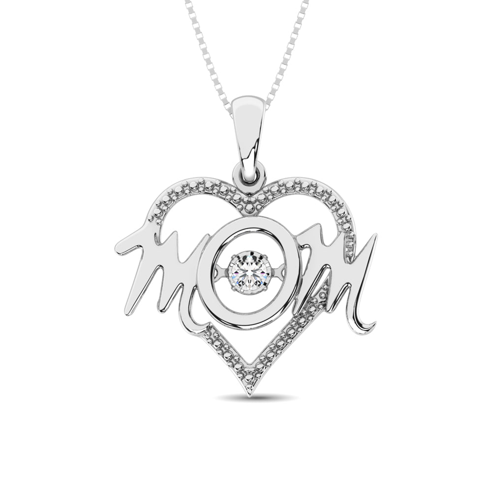 Mom Rotating Diamond Silver Necklace - Balacia