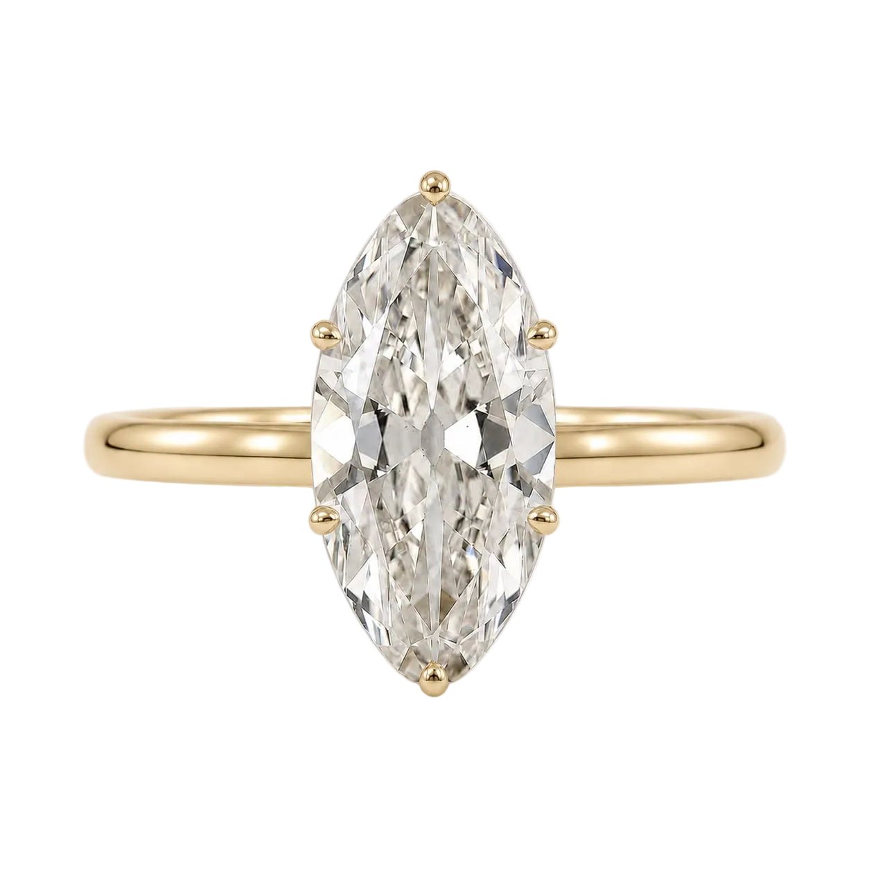 Moval Diamond Solitaire Hidden Halo Engagement Ring Yellow Gold