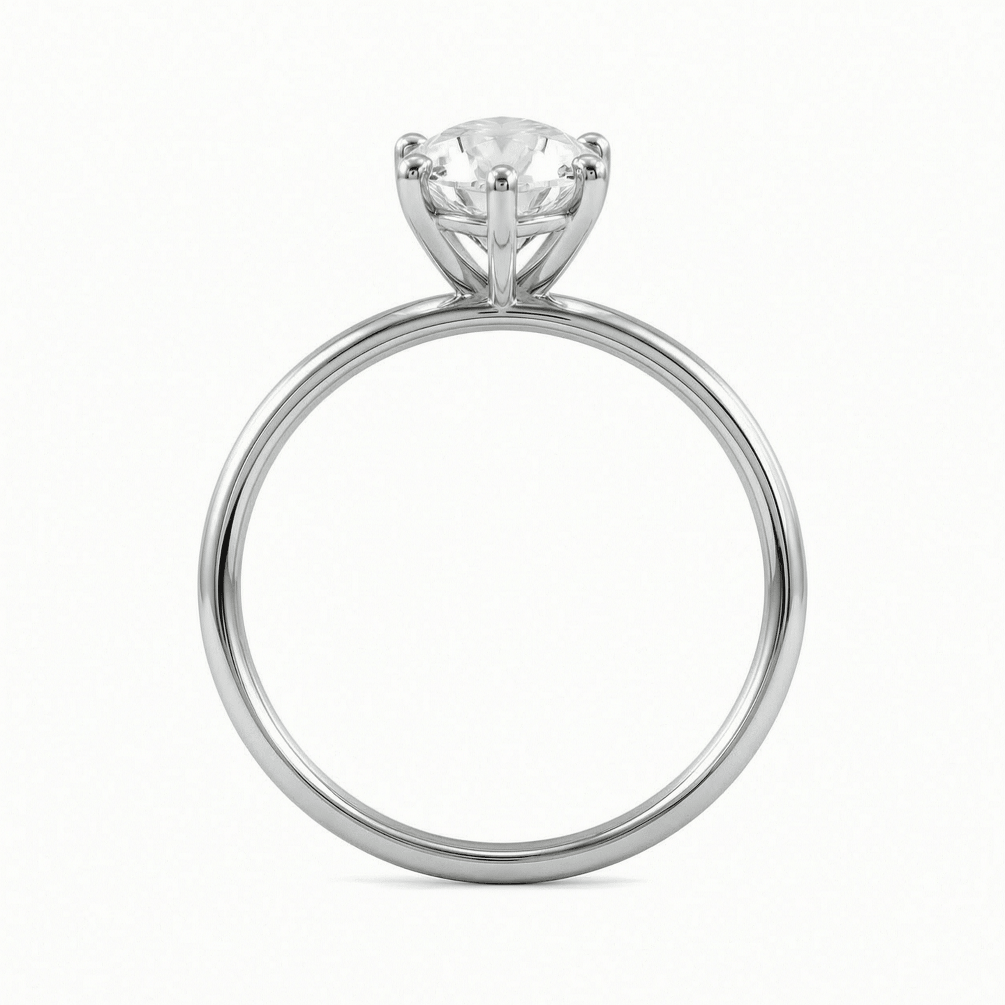 Moval Diamond Solitaire Hidden Halo Engagement Ring White Gold Side
