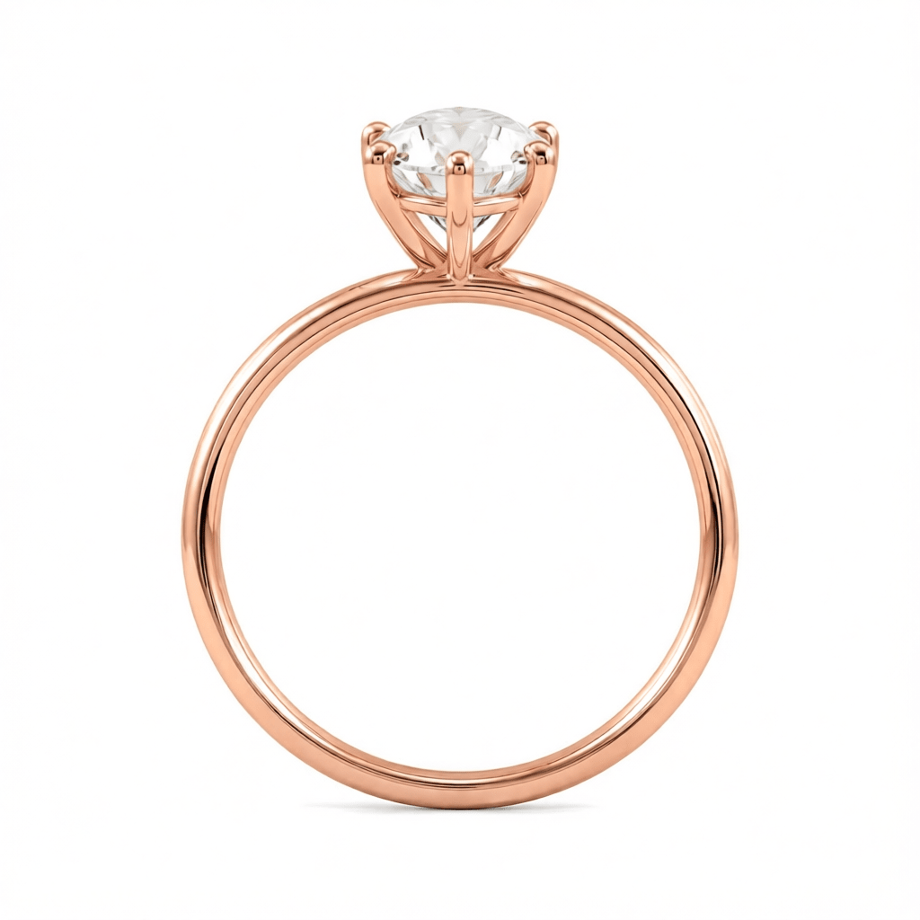 Moval Diamond Solitaire Hidden Halo Engagement Ring Rose Gold Side