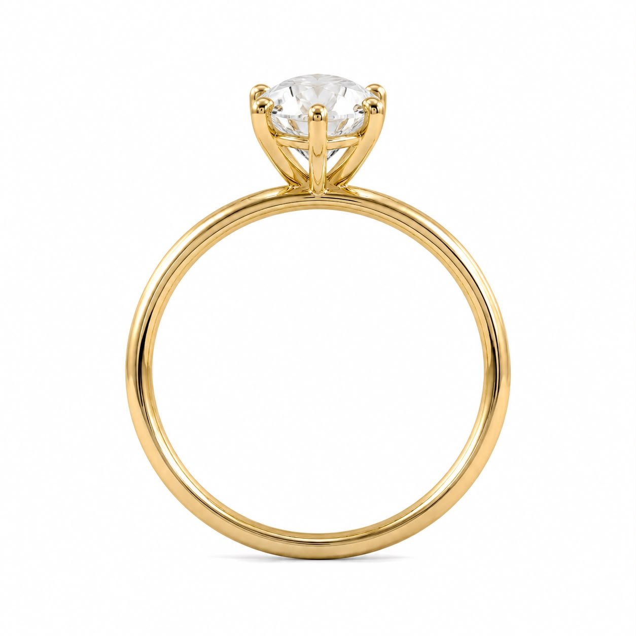 Moval Diamond Solitaire Hidden Halo Engagement Ring Yellow Gold Side