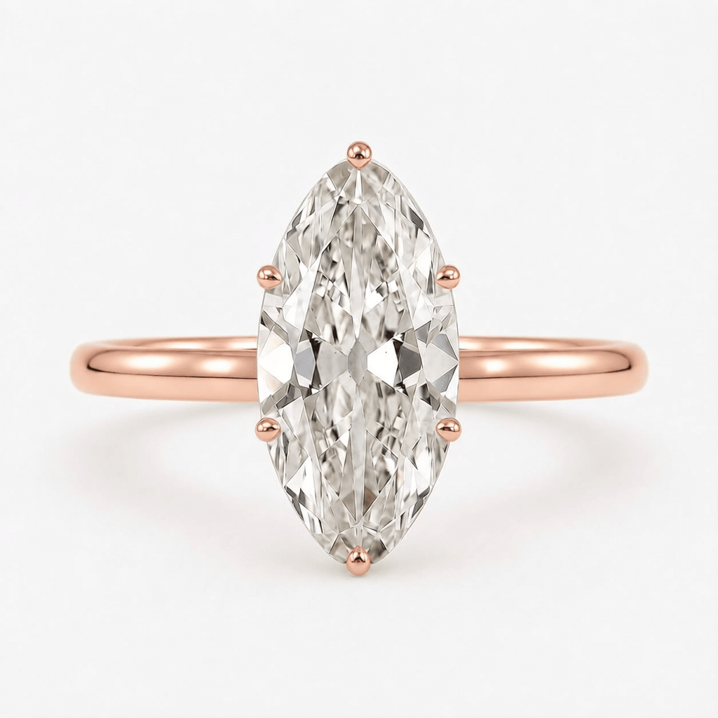 Moval Diamond Solitaire Hidden Halo Engagement Ring Rose Gold