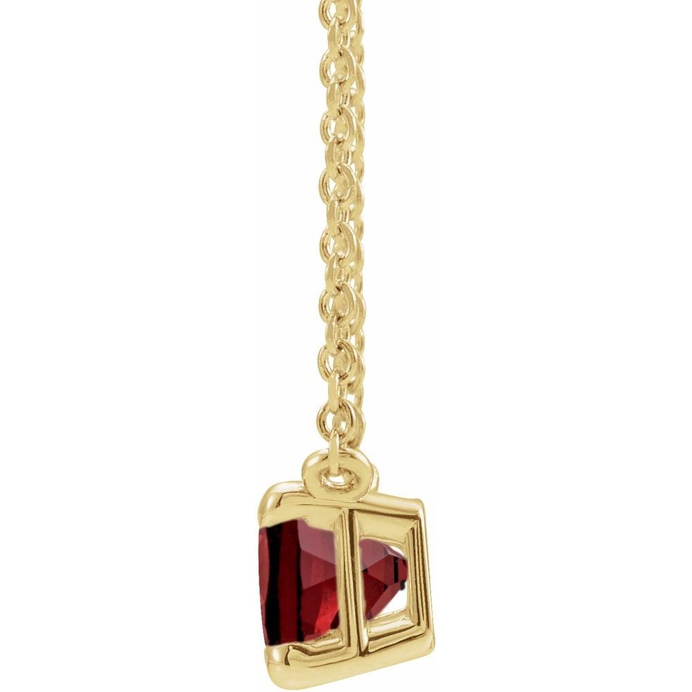 Natural Garnet Emerald Cut Solitaire Pendant Necklace - Balacia