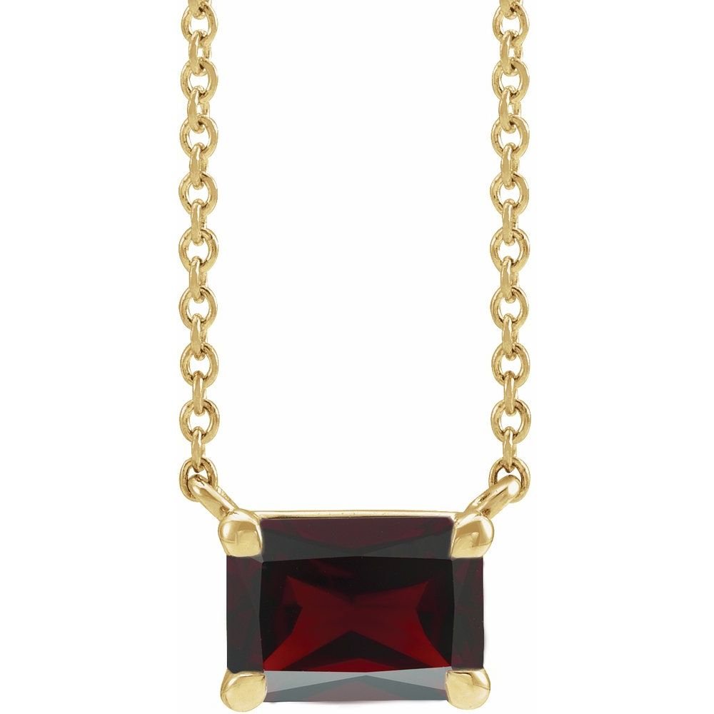 Natural Garnet Emerald Cut Solitaire Pendant Necklace - Balacia