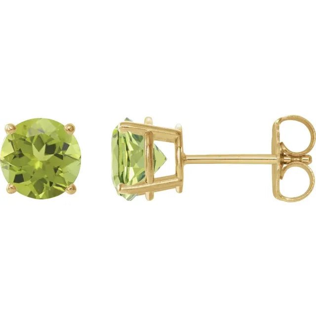 Round Natural Peridot Earrings Side 6mm
