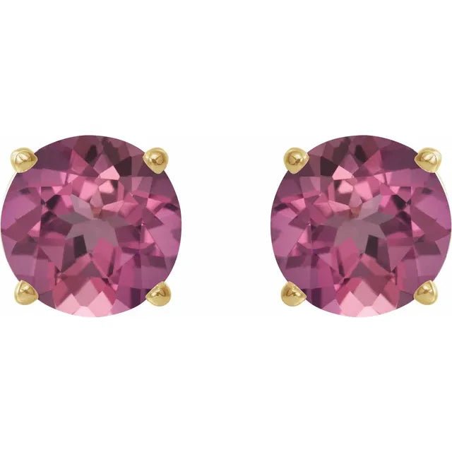 Natural Pink Tourmaline Stud Earrings - Balacia