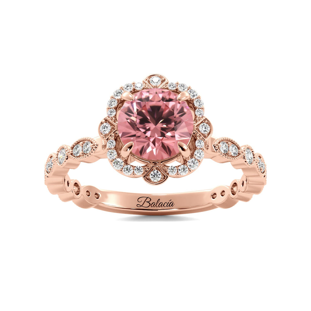 Rose Gold Nova Hidden Halo Round Pink Diamond Engagement Ring