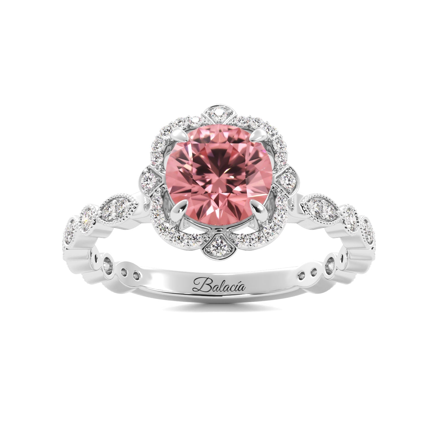 Nova Hidden Halo Round Pink Diamond Engagement Ring