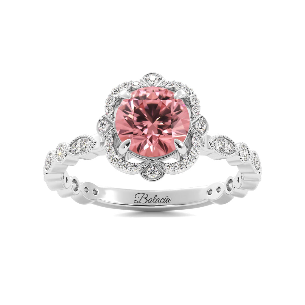 Nova Hidden Halo Round Pink Diamond Engagement Ring