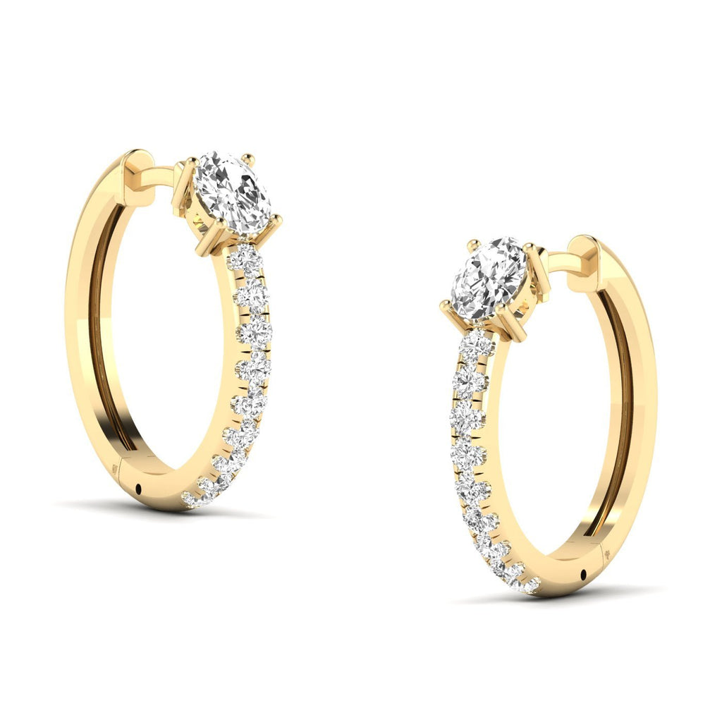 Oval and Round Hoops Diamond Earrings - Balacia