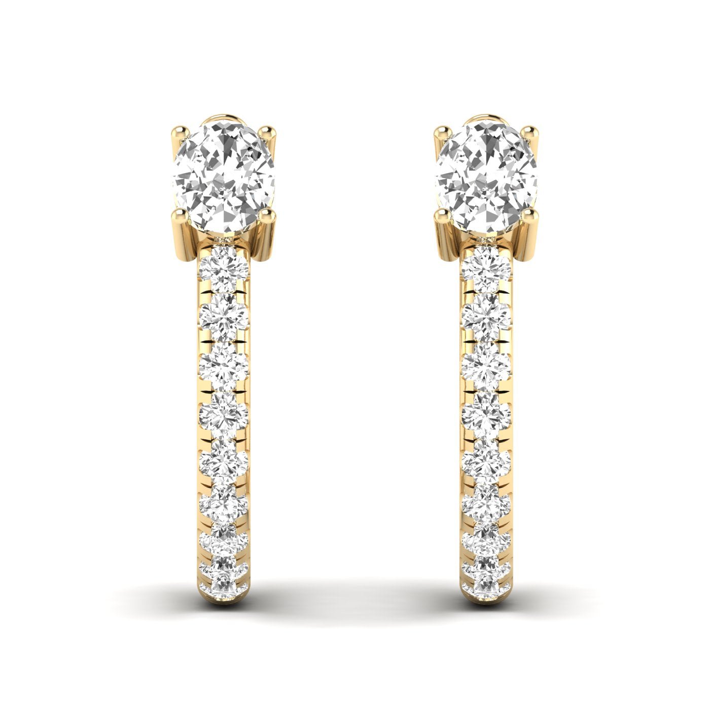 Oval and Round Hoops Diamond Earrings - Balacia