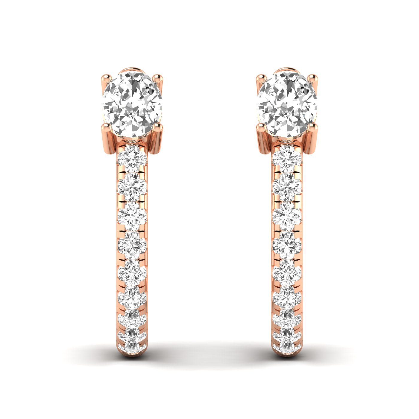 Oval and Round Hoops Diamond Earrings - Balacia