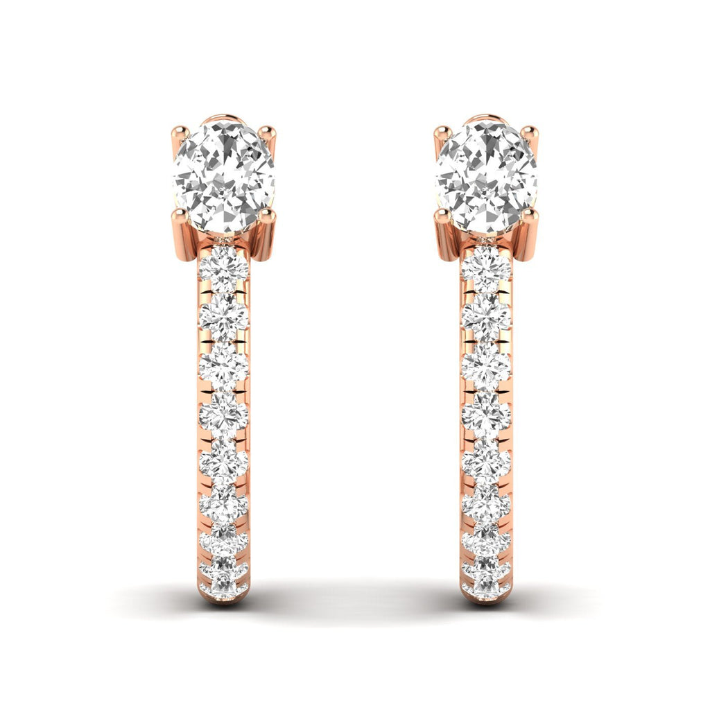 Oval and Round Hoops Diamond Earrings - Balacia