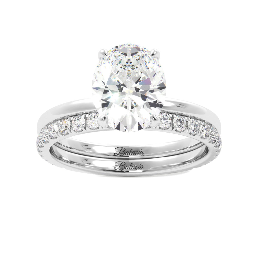 Oval Cut Solitaire Ring Set - Balacia