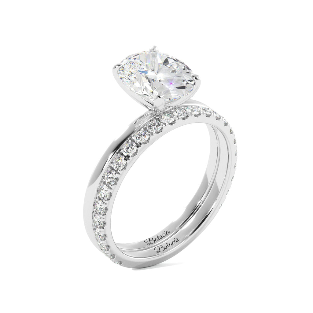 Oval Cut Solitaire Ring Set - Balacia