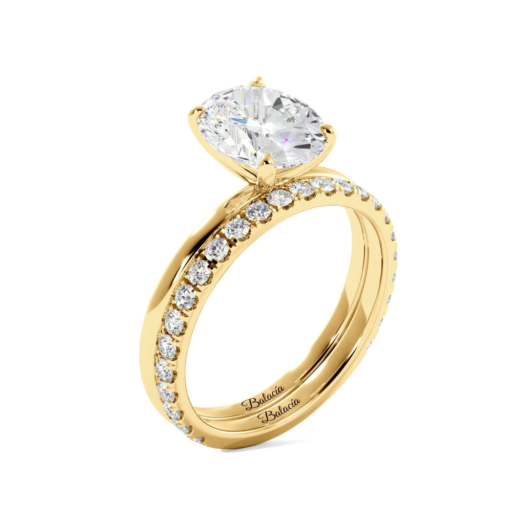 Oval Cut Solitaire Ring Set - Balacia