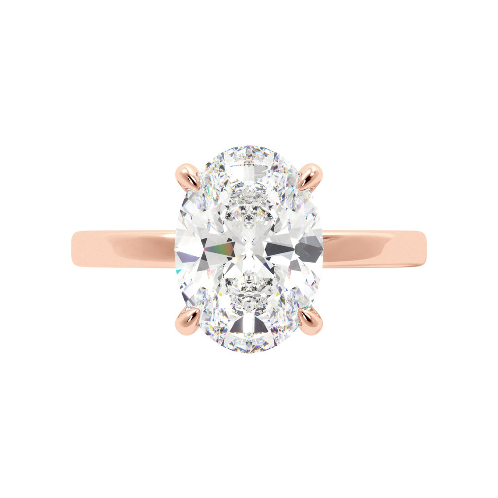 Oval Cut Solitaire with Hidden Halo Engagement Ring - Balacia