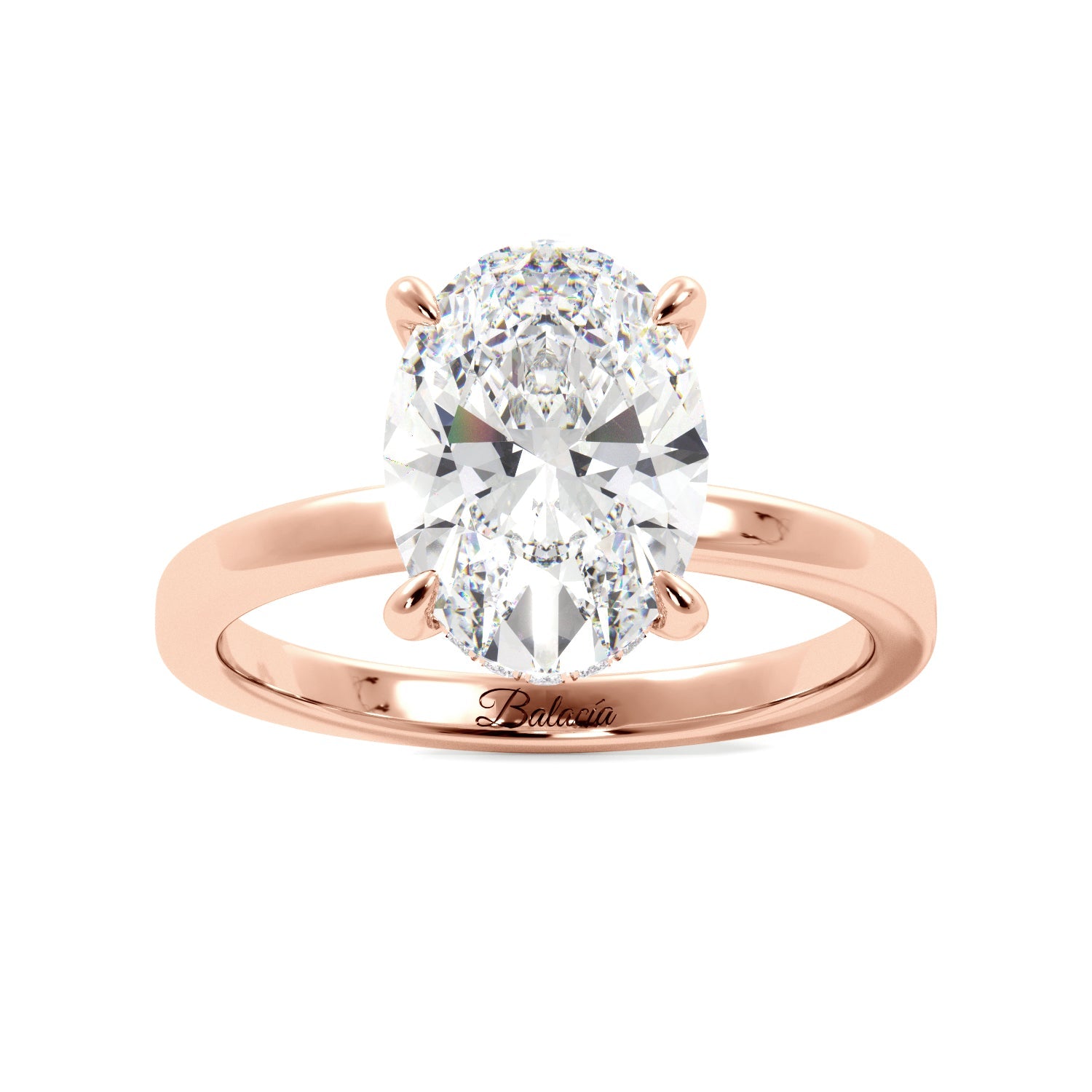 Oval Cut Solitaire with Hidden Halo Engagement Ring - Balacia