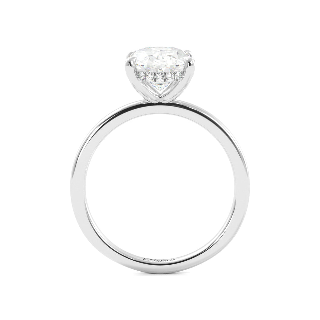 Oval Cut Solitaire with Hidden Halo Engagement Ring - Balacia