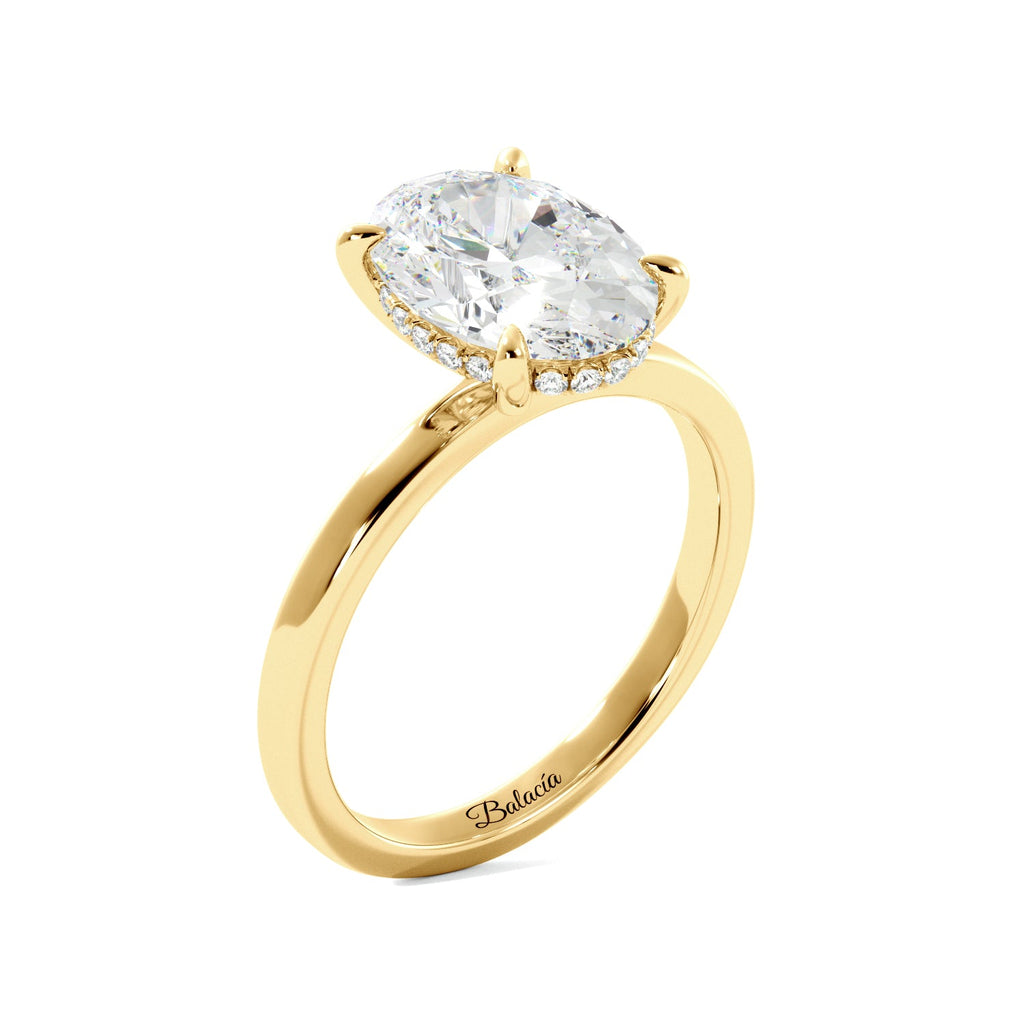 Oval Cut Solitaire with Hidden Halo Engagement Ring - Balacia