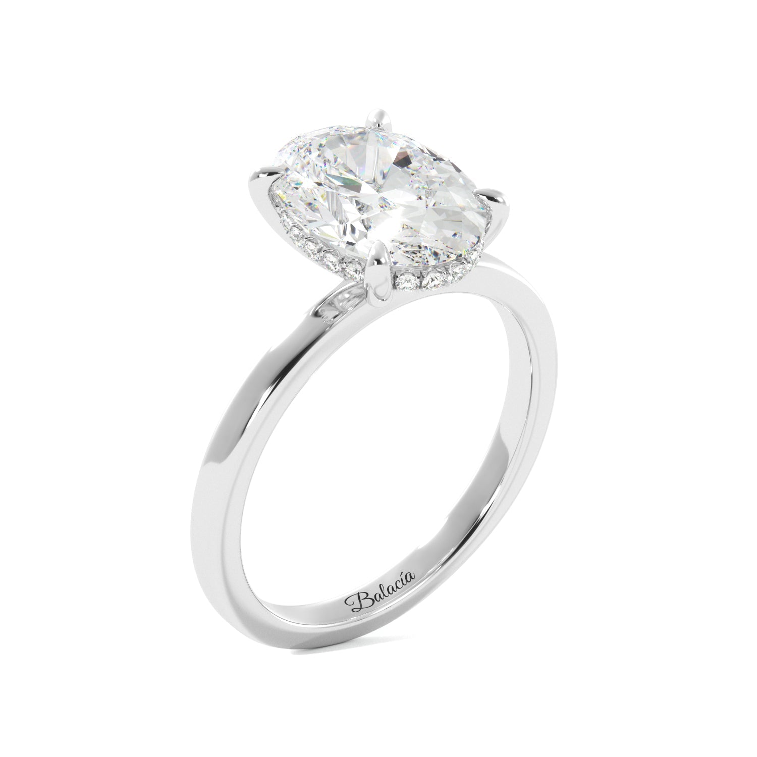 Oval Cut Solitaire with Hidden Halo Engagement Ring - Balacia