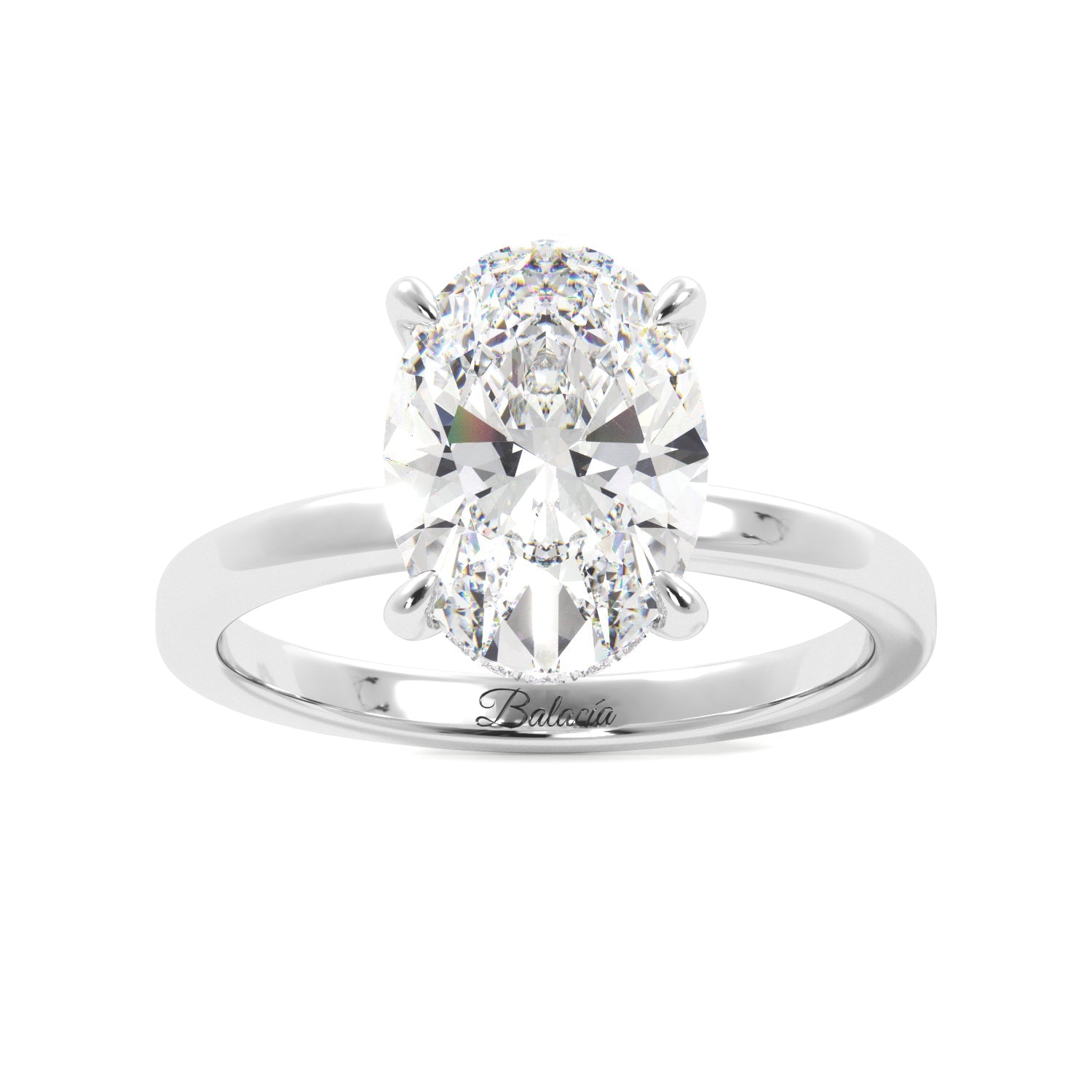 Oval Cut Solitaire with Hidden Halo Engagement Ring - Balacia