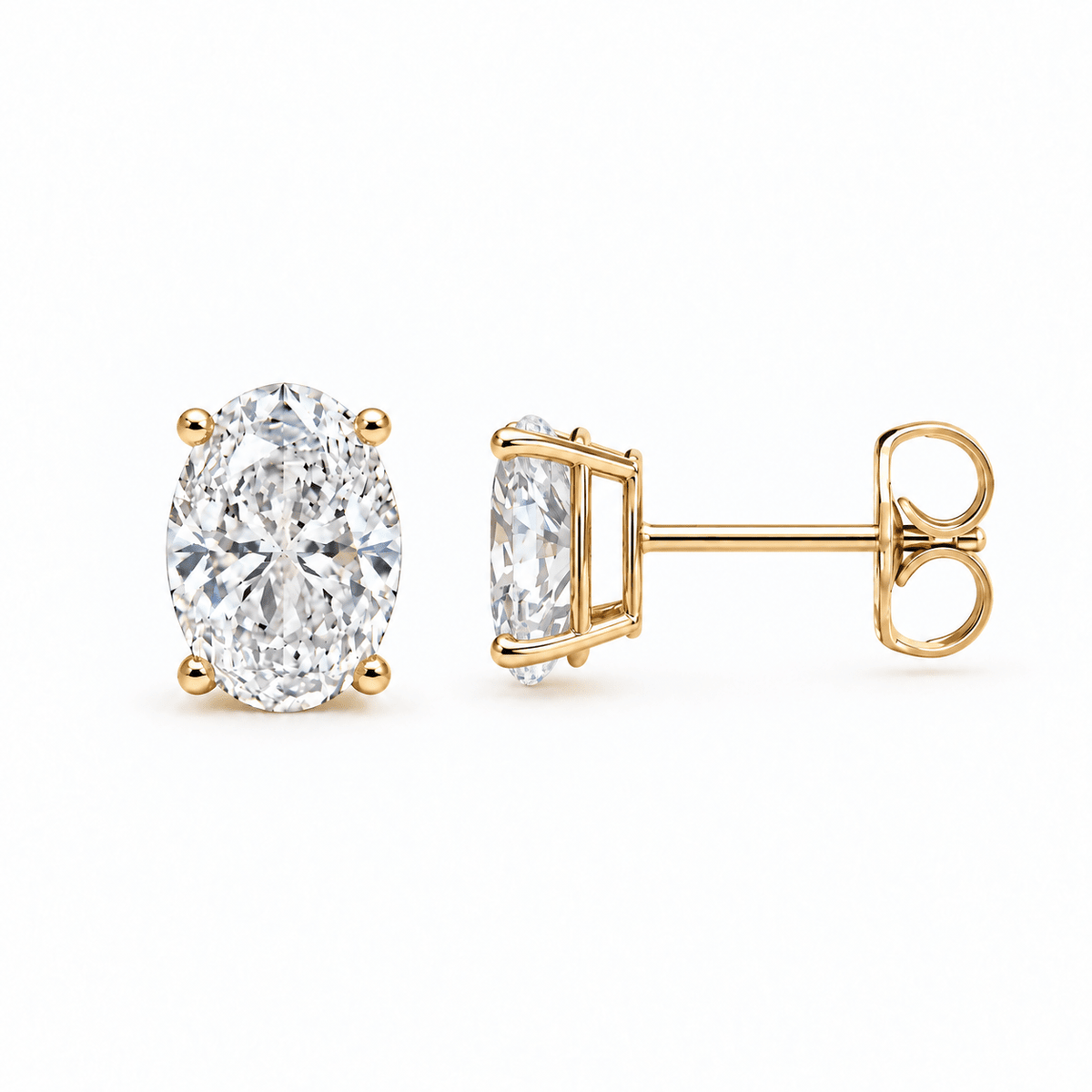 oval lab diamond studs earrings gold