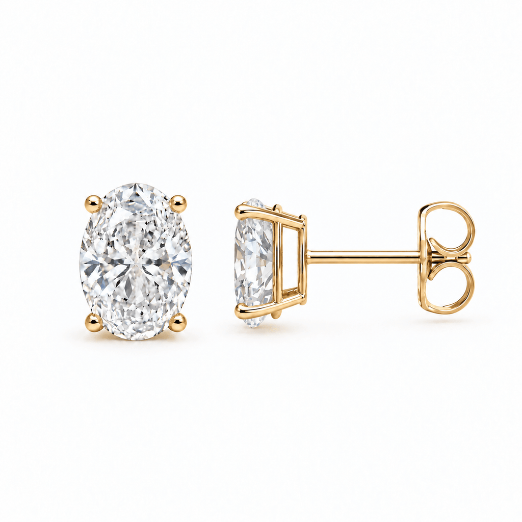 oval lab diamond studs earrings gold
