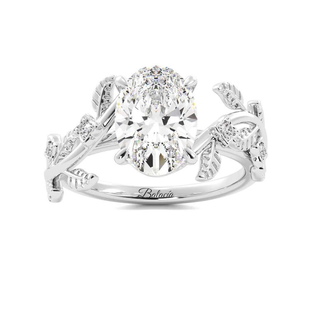 Oval Diamond Leaf Vine Engagement Ring