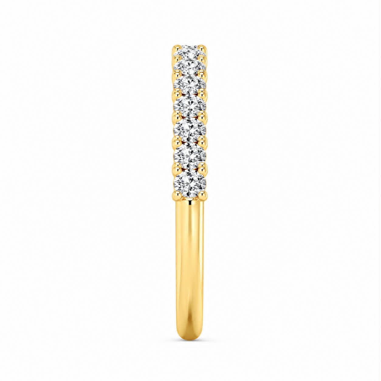 Yellow Gold Oval Diamond Shared Prong Wedding Band Side View
