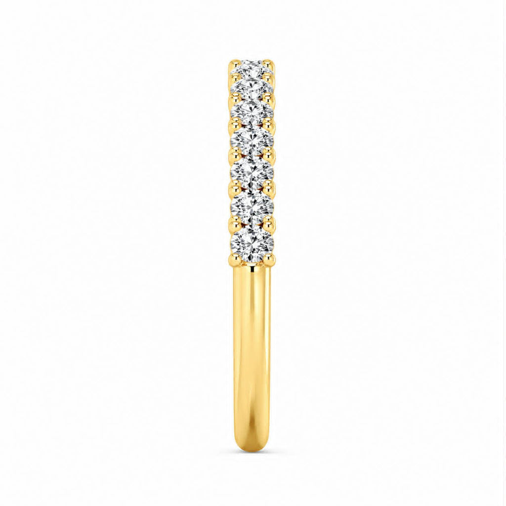 Yellow Gold Oval Diamond Shared Prong Wedding Band Side View