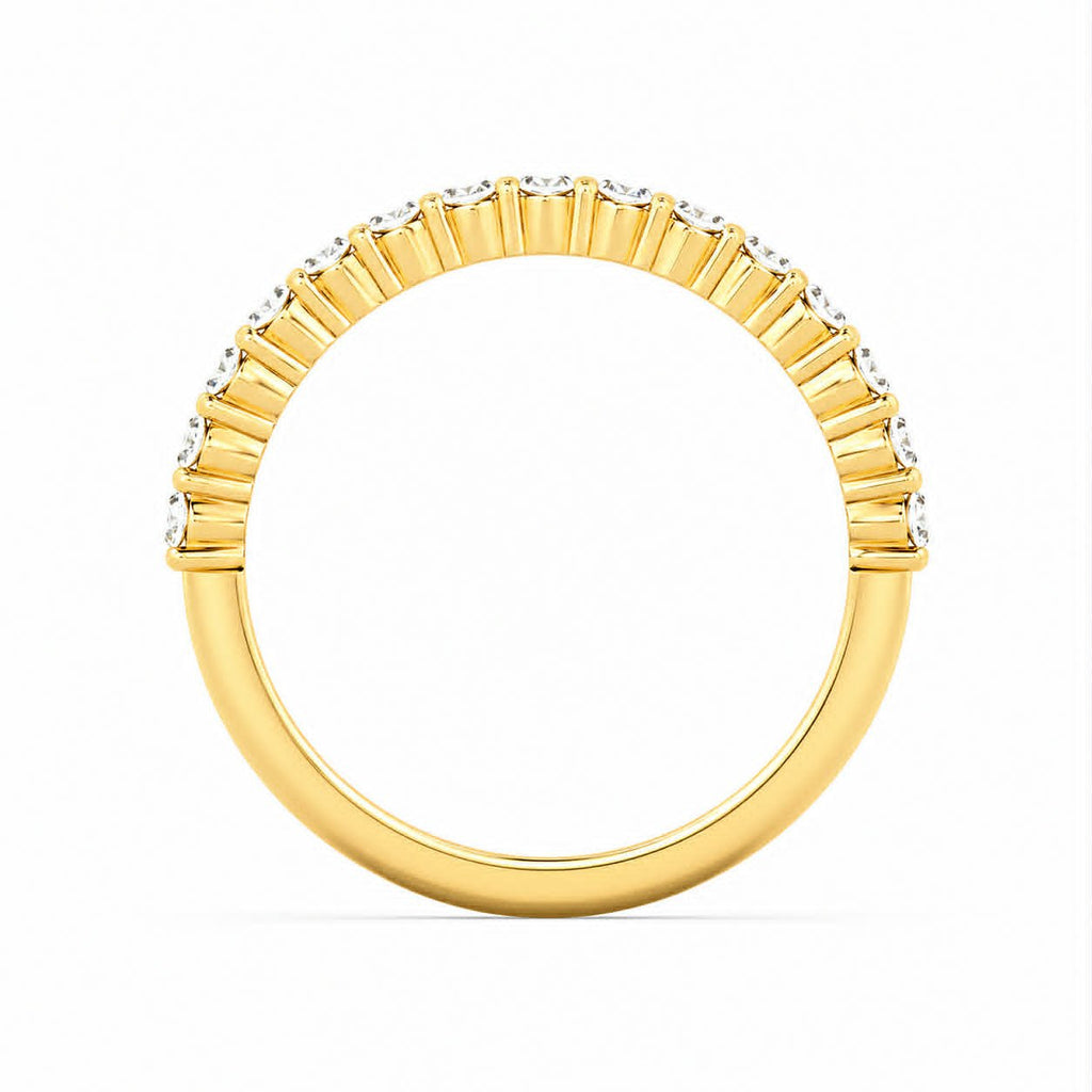 Yellow Gold Oval Diamond Shared Prong Wedding Band Full Side View