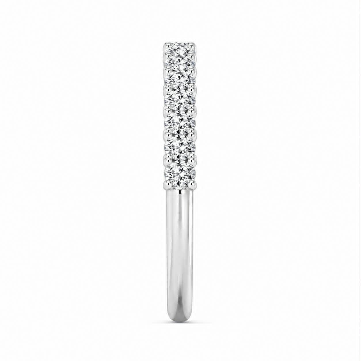 White Gold Oval Diamond Shared Prong Wedding Band Side View