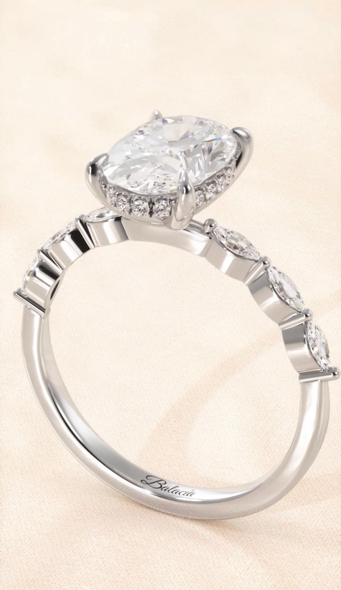 Oval Diamond with Marquise Sides Engagement Ring - Balacia