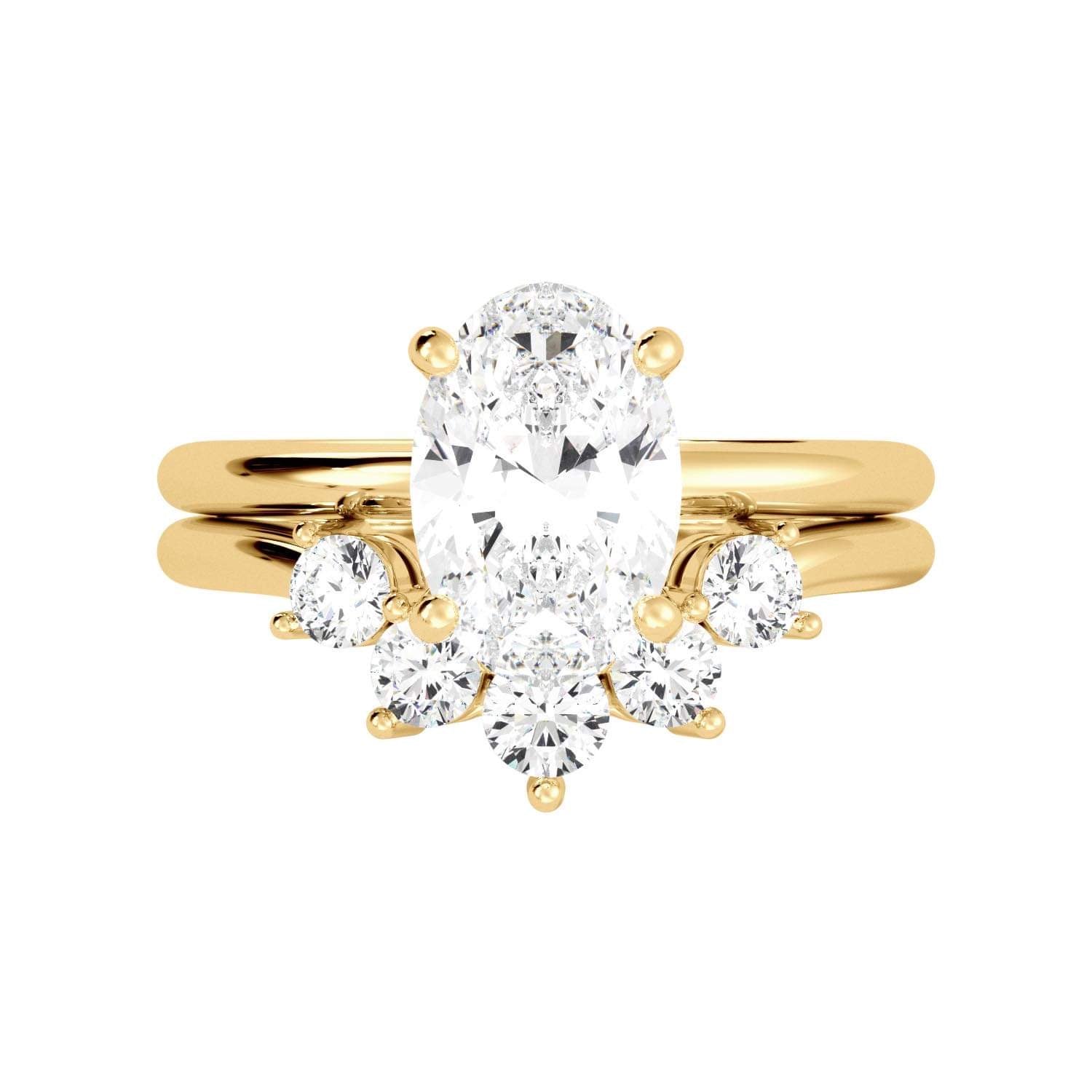 Oval Engagement Ring Set with Contour Band - Balacia